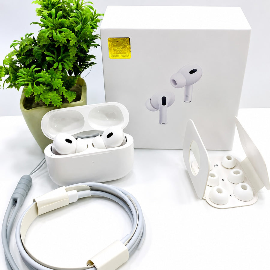 Original White Pro 2 Box Pack Wireless Earbuds with All Accessories – White