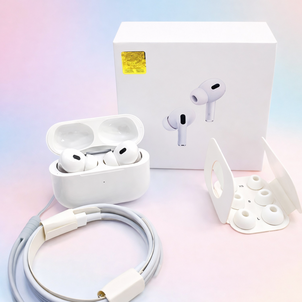 Original White Pro 2 Box Pack Wireless Earbuds with All Accessories – White