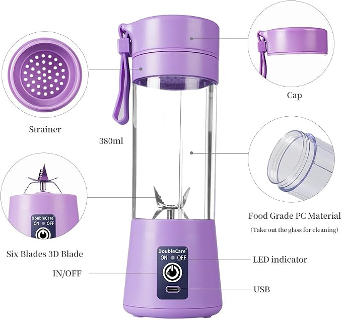 Portable Blender, Electric USB Mini Juicer Blender For Shakes and Smoothies